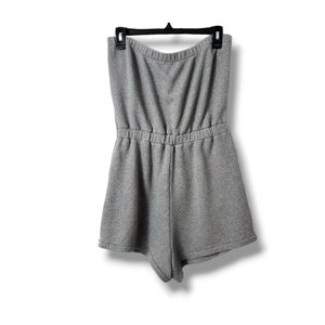 Guess Sleeveless Bandeau Athletic Sweatshirt Style Romper w/Drawstring